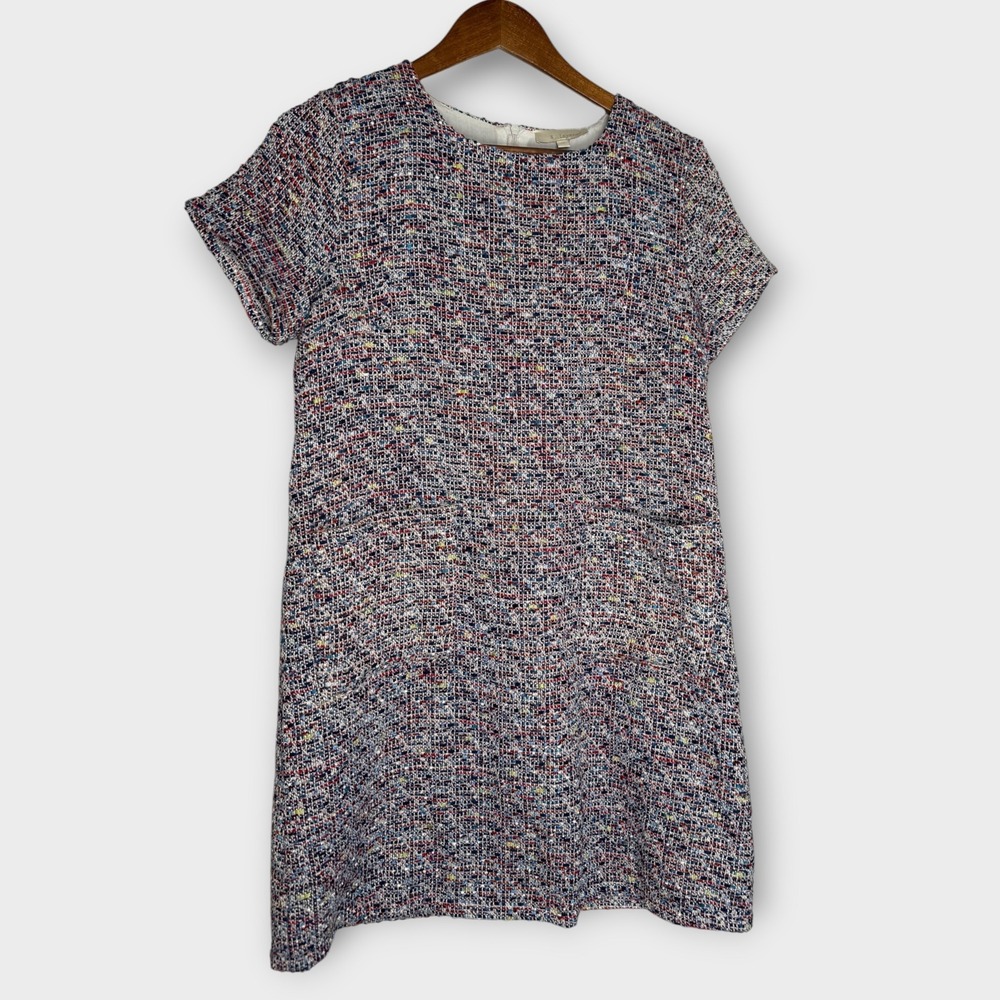 Anthropologie & Layered Colorful Tweed Dress Classic Chic Academia Size Small